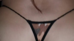 My sexy girlfriend in tiny thongs rides my penis!