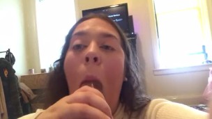 brunette babe loves cum in her mouth (follow on ig bootyfromtheblock