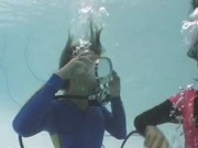 Sexy Blonde and Brunette Underwater in Swimming Pool Scuba Diving PART 2