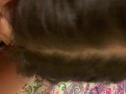 Pretty wife giving a sexy blowjob pov milf cum swallow
