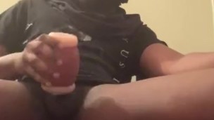 Stroking my BBC with toy (Nice Cumshot)