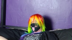 shy goth slut has multiple orgasms with huge dildo