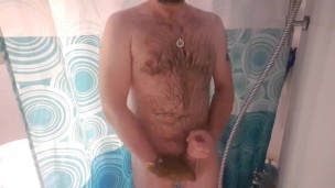 Hot bear cums in the shower