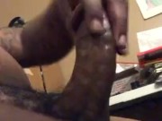 Stroking My Big Black Mushroom Head Cock 