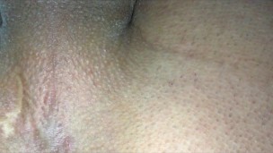Throbbing perineum close up while cumshot