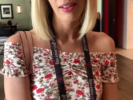 Blonde Sky Pierce Public Sex after Showing Pussy to Crowd POV