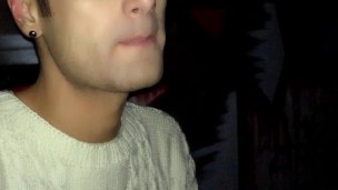 Craziness?! Twink drinks cum of used condom under a bridge