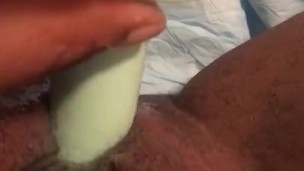 Playing with my super tight black pussy