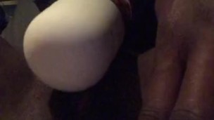 Ebony squirt with wand in car 