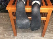 sexy wife after gym show black socks and foot fetish cuckold
