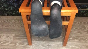sexy wife after gym show black socks and foot fetish cuckold
