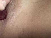 Horny MILF stuffs wet pussy with glass dildo until she cums 1/16