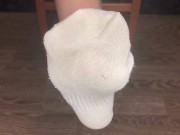 Student girl after gym show dirty white socks and stinky foot fetish bdsm