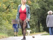 Public masturbate Katerina Hartlova City Park in pantyhose 3/16