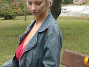 Public masturbate Katerina Hartlova City Park in pantyhose 5/16