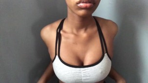 Ebony rough breast play