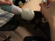 Femboy Can't Handle Using Two Vibes at Once and Shoots Cum Through Dress