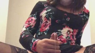 Femboy Friday West pissing and playing with hard cock 