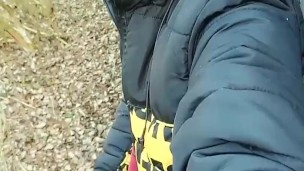 Smoking and cumming public with sound of dropping cum on dry leaves