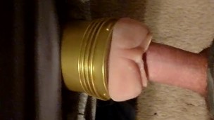 I lotion up my pocket pussy