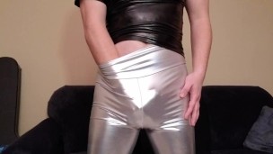 Spandex boy silver lycra tights JOI