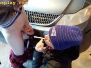 Wearing A Northface CIGARETTE SMOKING BJ IN GARAGE 1/16