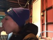 Wearing A Northface CIGARETTE SMOKING BJ IN GARAGE 3/16