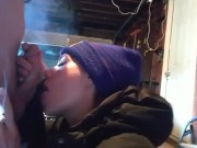 Wearing A Northface CIGARETTE SMOKING BJ IN GARAGE 5/16