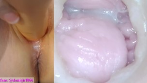 Pussycam double view with fresh creampie!