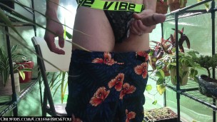 jerking off in my green house