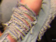 KinkyFrida in jeans plays with her pierced and tattooed pussy 16/16