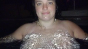 Slowmo huge boobs bouncing in pool