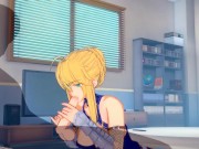 Fate/Grand Order — Artoria Pendragon (Lancer) makes you cum 3 times 4/16