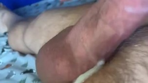 Jerking off an cumming hard in my bed with cock ring