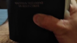 Me masturbating with my Book Of Mormon and cumming in it