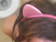 Dirty piggy drinking Master's pee sucking dick and cleaning floor  7/16