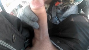 She still suck me on a ski lift surprise cum shot in mouth