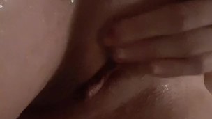 Fingering my tiny pussy in the shower