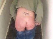 Dirty bitch plugs her arse on stairs while her stepdads comeing through