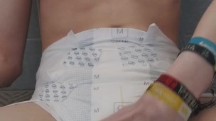 Peeing into my messy diaper