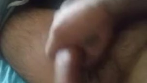 Stroking my uncut cock before work