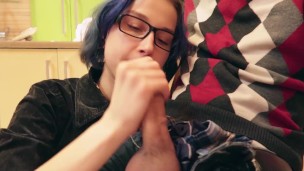 Straight A' sucks cock before school / nerd girl Blowjob