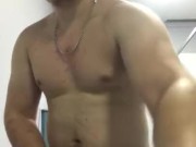Hairy Gym Boy Jerking Off in Gym Bathroom