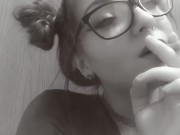 B&W SFW Cute Alternative girl Smoking (babygirl_goth)