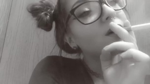 B&W SFW Cute Alternative girl Smoking (babygirl_goth)