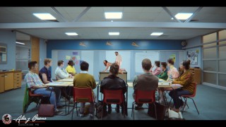 Professora de espanhol fode um aluno na frente da classe