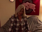 College blonde milf  stripping to make you want to cum. 
