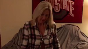 College blonde milf stripping to make you want to cum. 