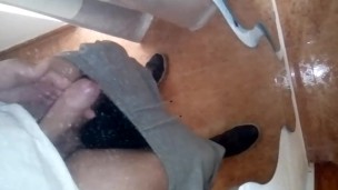 Cumming in the mirror