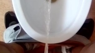 Pissing in toilet